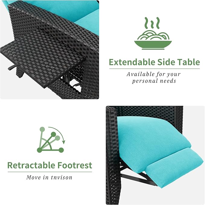 IDEALHOUSE Wicker Outdoor Recliner Reclining Patio Chairs - Image 8