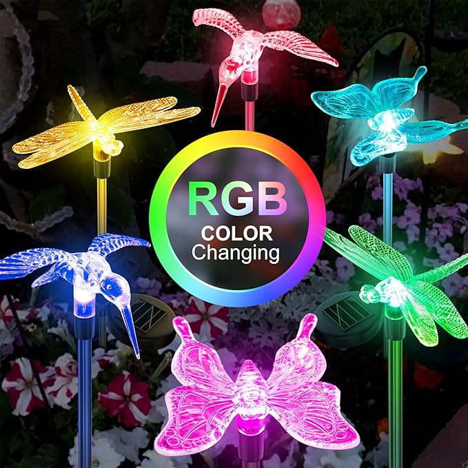 Anordsem Solar Garden Lights Outdoor: 6 Waterproof PVC Insect Stake Light Heads - Image 2