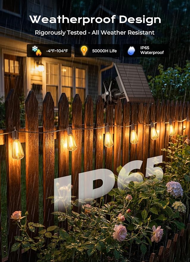 Brightown 76FT Solar String Lights Outdoor Waterproof, Patio Lights - Image 3