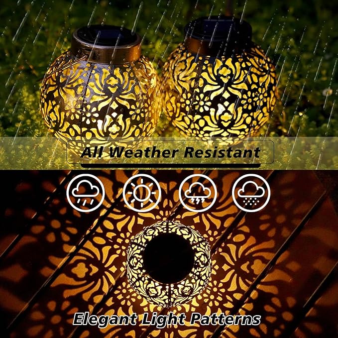 Set of 2 Solar Lantern Outdoor Hanging Decorative Lights - Image 7