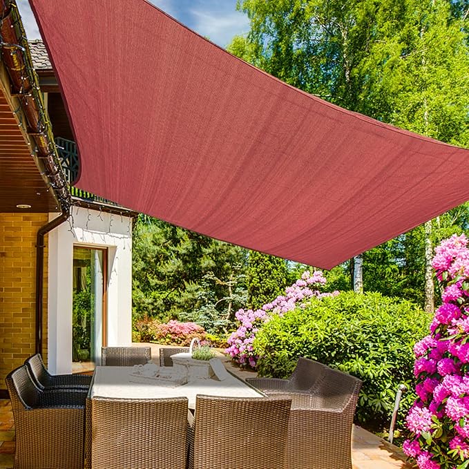 KANAGAWA 6'X8' Rust Red Custom Size Sun Shade Sail Rectangle UV Block Canopy by KANAGAWA