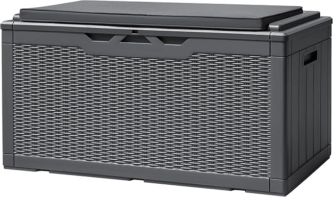 Devoko 100 Gallon Deck Box, Waterproof Resin Outdoor Storage Box by DEVOKO