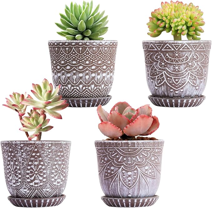 Gepege Succulent Pots, 4 Inch Small Indoor Ceramic Planter Pot by Gepege