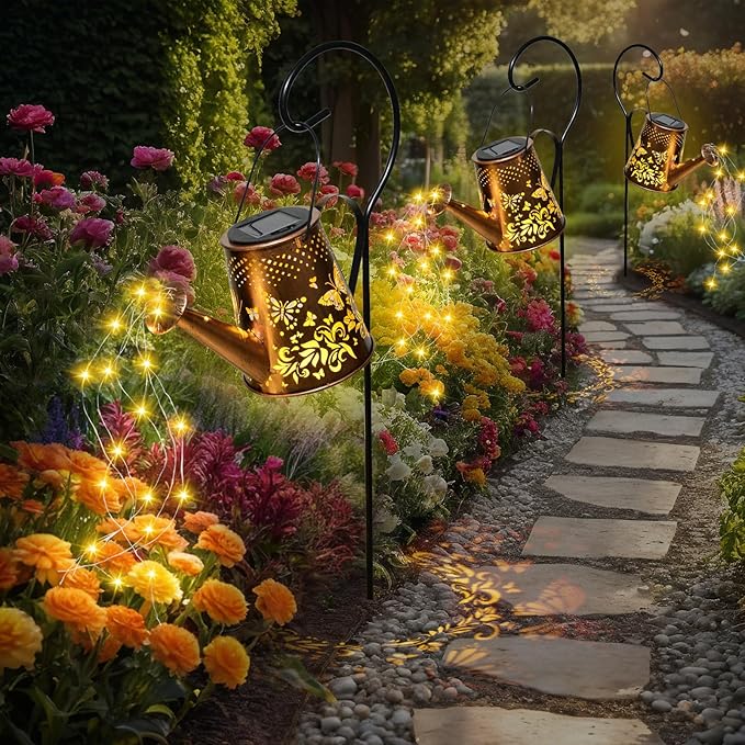 Fohil Solar Watering Can with Lights, Retro Metal Solar Garden Lights Outdoor - Image 7