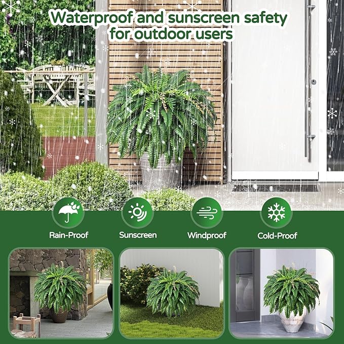 128 Leaves Fake Ferns, Large Artificial Boston Fern, Faux Fern Plants - Image 5