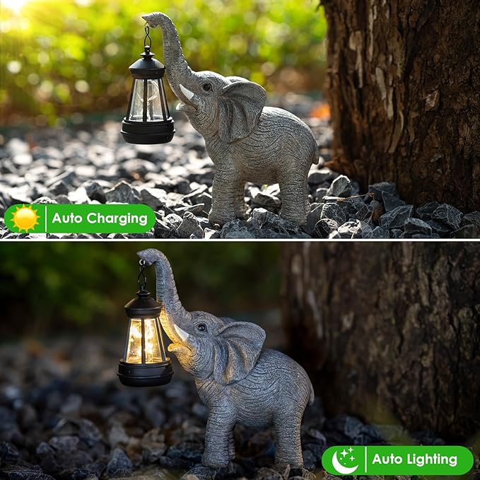 Solar Garden Statue Lights Elephants Figurine - Image 2