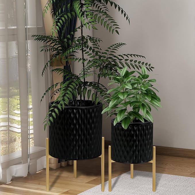 ARNIS Plants Pots with Stand, Unique Mid Century Decorative Metal Flower Pots - Image 8