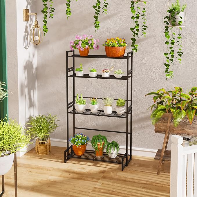 Garden 4 you 4 Tier Stair Style Large Metal Plant Stand Stackable, Garden - Image 4
