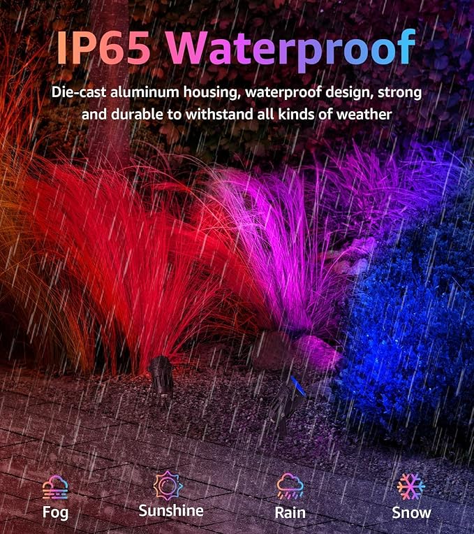 SUNVIE RGB Spot Lights Outdoor 12W LED Color Changing Landscape Lights - Image 3