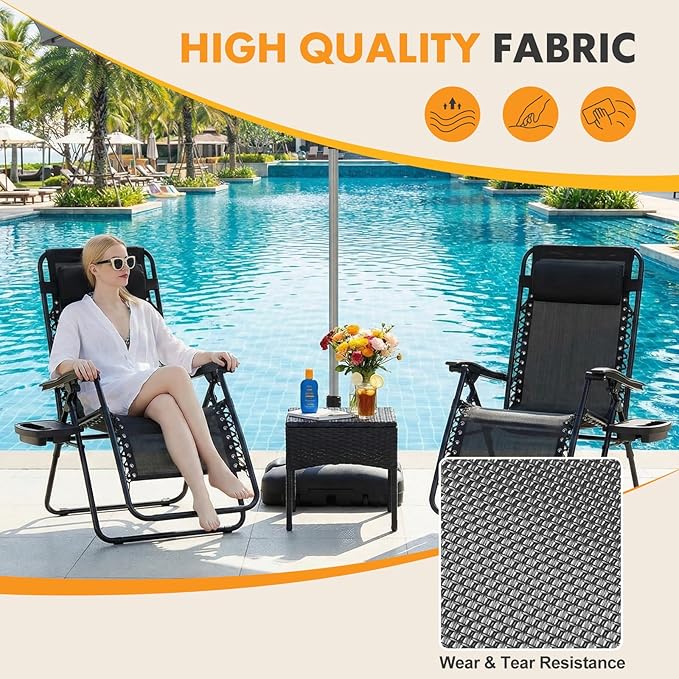NEWBULIG Zero Gravity Chair Set of 2, Lounge Chair Folding Portable Adjustable - Image 5