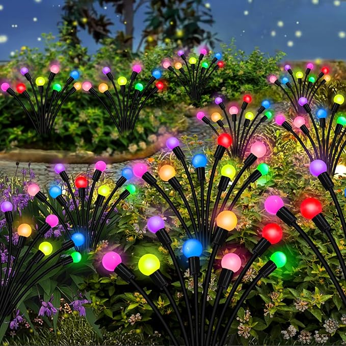 Kohlrabi Solar Garden Lights Outdoor, 10 Pack 80 LED Solar Firefly Lights - Image 6