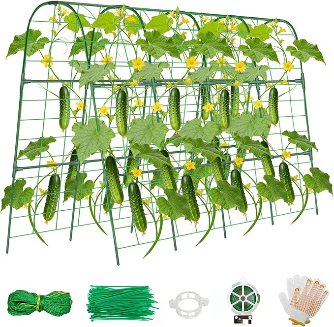 Cucumber Trellis for Raised Bed, U-Shape Garden Trellis for Climbing Plants by ZPMOCKAQ