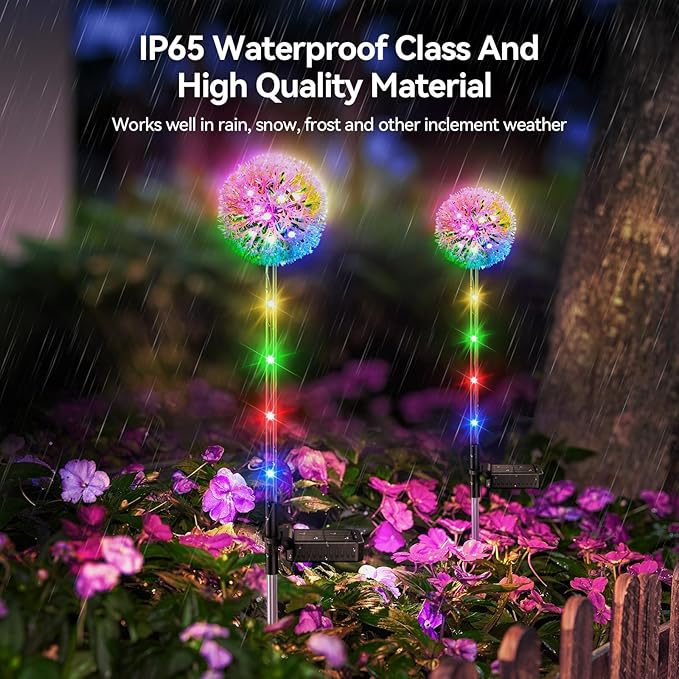 Solar Garden Lights Outdoor Decor: 4 Pack Dandelion Solar Flower Lights - Image 4