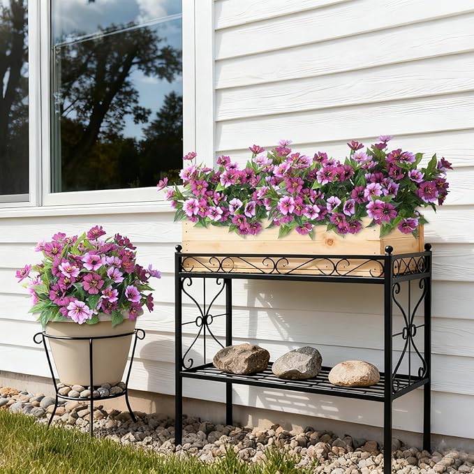 Fake Artificial Flowers for Outdoors Decoration, 4 Bundles Silk Faux Spring - Image 7