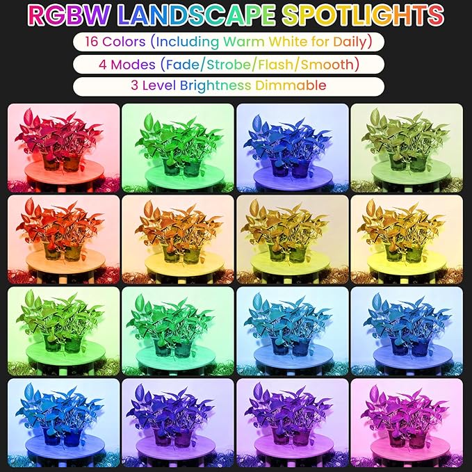 RGBW Multicolor Spotlight Outdoor: 16 Color Changing Landscape Lighting - Image 5