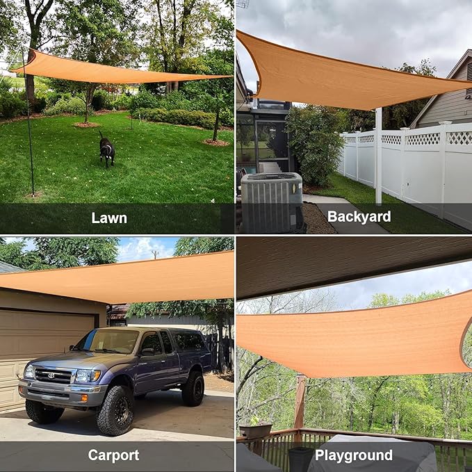 SUNLAX Sun Shade Sail 8' x 14' Peach Fuzz Rectangle Canopy Sail Shade Cover UV - Image 7
