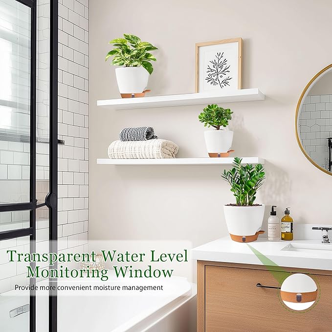 Self Watering Pots for Inoor Ourdoor Plants 8/7/6.5/6/5 Inch Plastic Planters - Image 7