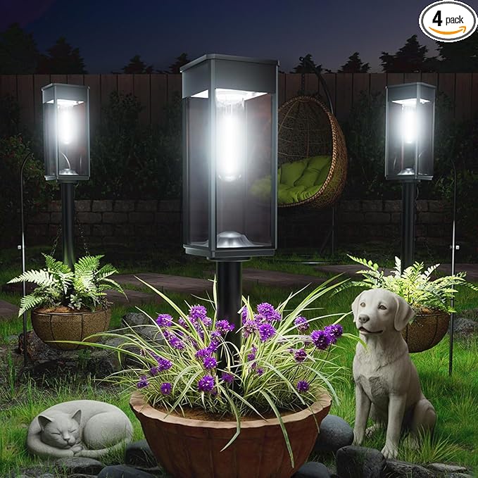 Solar Pathway Lights Outdoor, 4 Pack Bright Solar Lights Outdoor, IP65 by Professionalproductionofsolarlightsoutdoor%EF%BC%9A%EF%BC%89