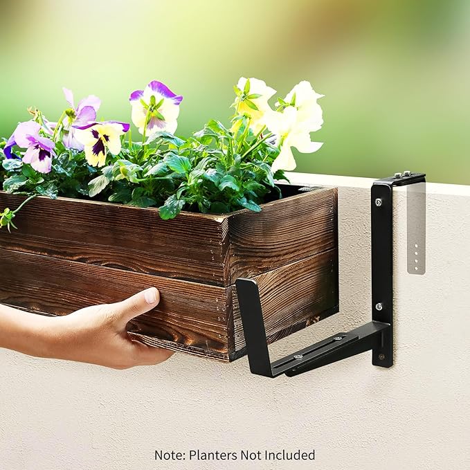 Window Box Brackets, Adjustable Planter Box Brackets, Heavy Duty Iron Flower - Image 5