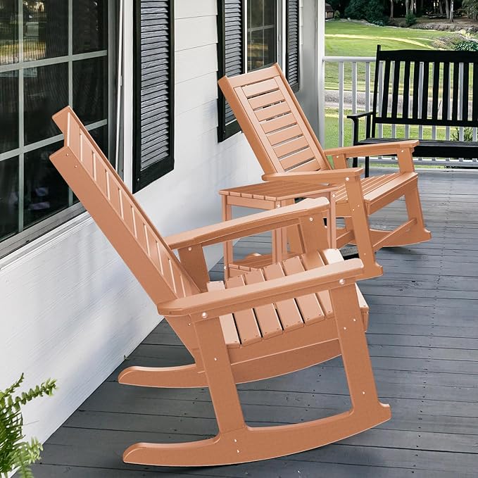 GREENVINES Outdoor Rocking Chairs | Set of 2 | Porch Rocker | HDPE Plastic | - Image 5