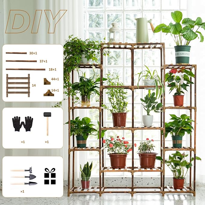 Uneedem Tall Shelf for Multiple Plants Indoor Outdoor 14 Tiers 16 Pot Holder - Image 6
