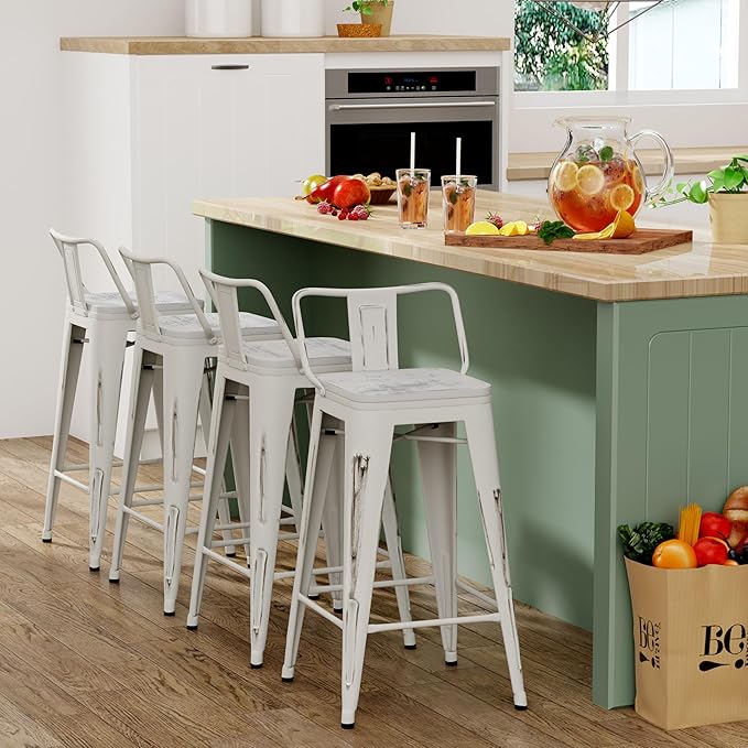 Yongchuang 26" Industrial Metal Barstools Set of 4 Counter Height Bar Stools - Image 4