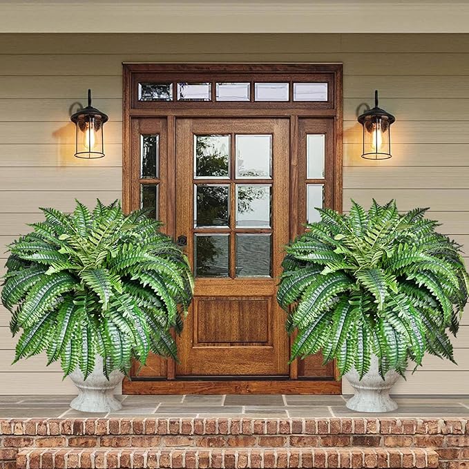 2 Pack Large 88 Leaves Artificial Ferns by FAJUNZH
