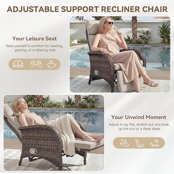 Zero Gravity Wicker Patio Recliner Chair - Image 5