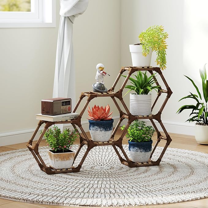 Tikea Plant Stand Indoor Outdoor Hexagonal Corner Plant Stand by Tikea