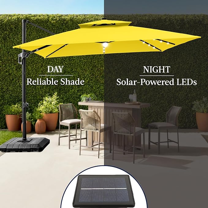 Best Choice Products 9x12ft LED Cantilever Patio Umbrella w/Base Included & - Image 6