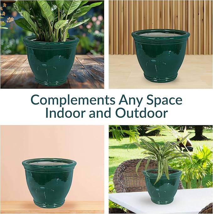 Sunnydaze Large Ceramic Plant Pot - Image 3