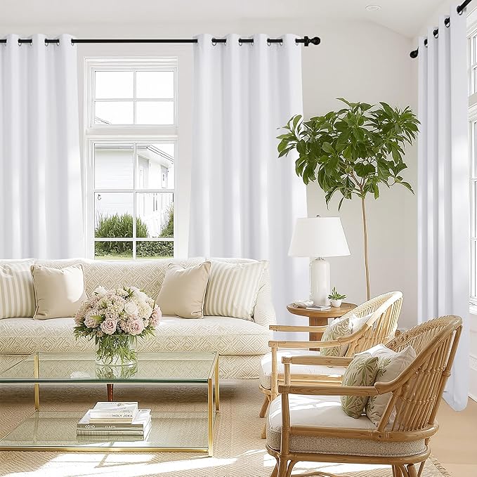 NICETOWN Pure White 100% Blackout Curtains 72 inches Long - Image 8