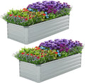 2 Pack 4x2x1FT Galvanized Raised Garden Bed Kit, Outdoor Metal Planter Box by Meberam