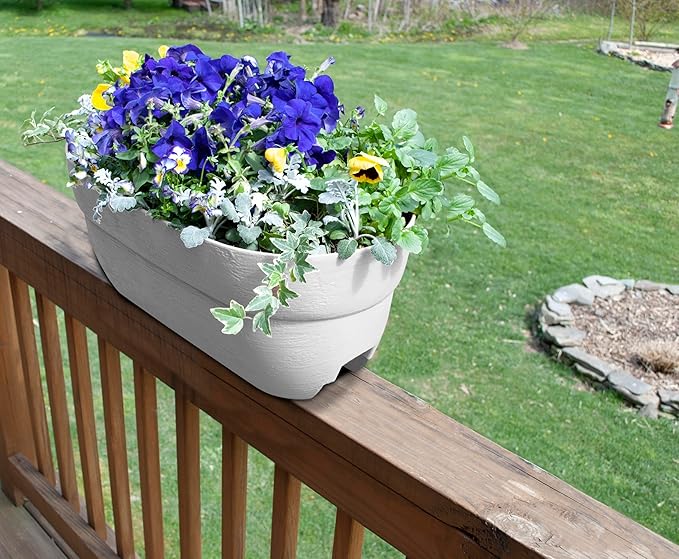 Bloomers Railing Planter with Drainage Holes – 24" Weatherproof Resin Planter – - Image 3
