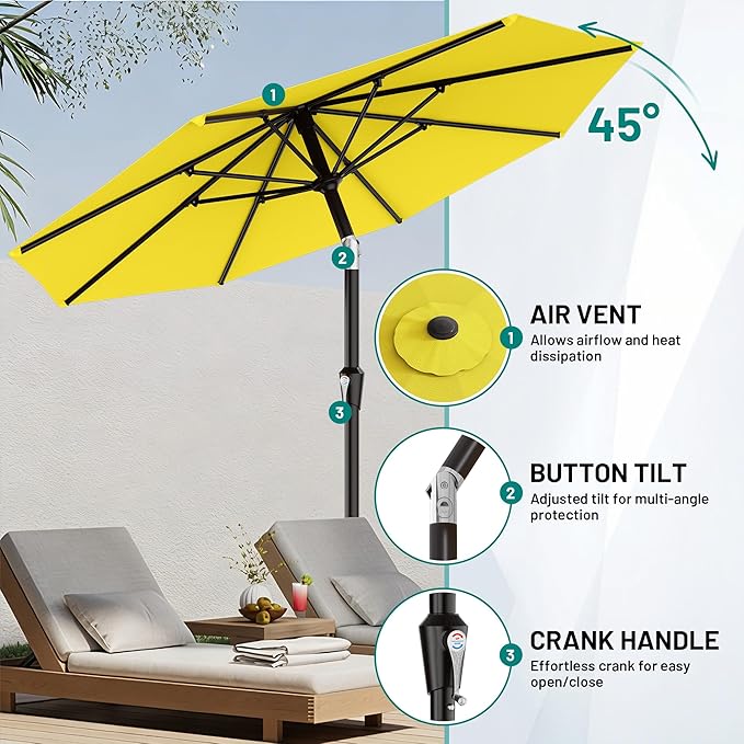 AreShark 9 FT Patio Umbrella for Outdoor, Outdoor Table Umbrella - Image 5
