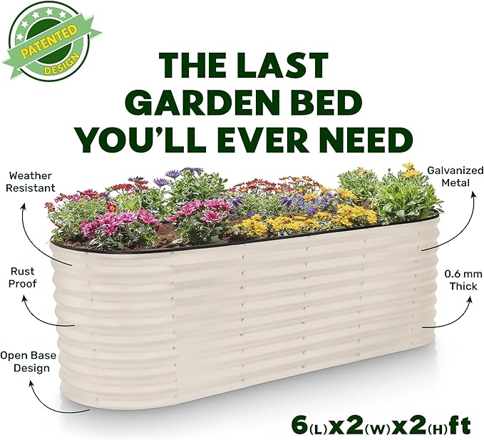 Plant & Plot Galvanized Raised Garden Beds Outdoor // 6×2×2 ft Planter Raised - Image 5
