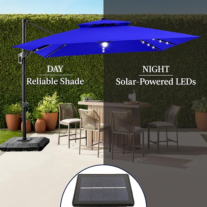 Best Choice Products 9x12ft LED Cantilever Patio Umbrella w/Base Included & - Image 6