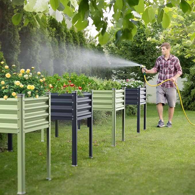 Raised Garden Bed with Legs, 48×24×32in Large Galvanized Elevated Planter Box - Image 6