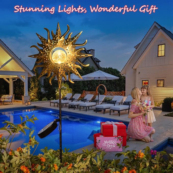 HOMEIMPRO Large Sun Solar Garden Decor Lights Outdoor Garden Gifts Mom Dad - Image 8