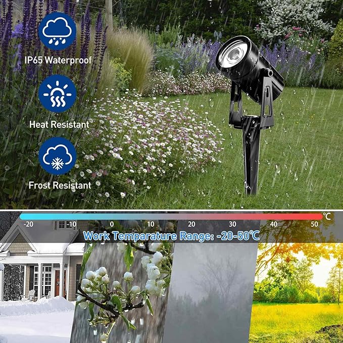 T-SUNUS Solar Spot Lights Outdoor White Christmas 4 Pack IP65 Waterproof - Image 5