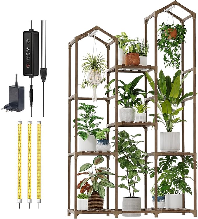 Bamworld Plant Stand with Grow Light Corner Plant Shelf Indoor with Lights Tall - Image 7