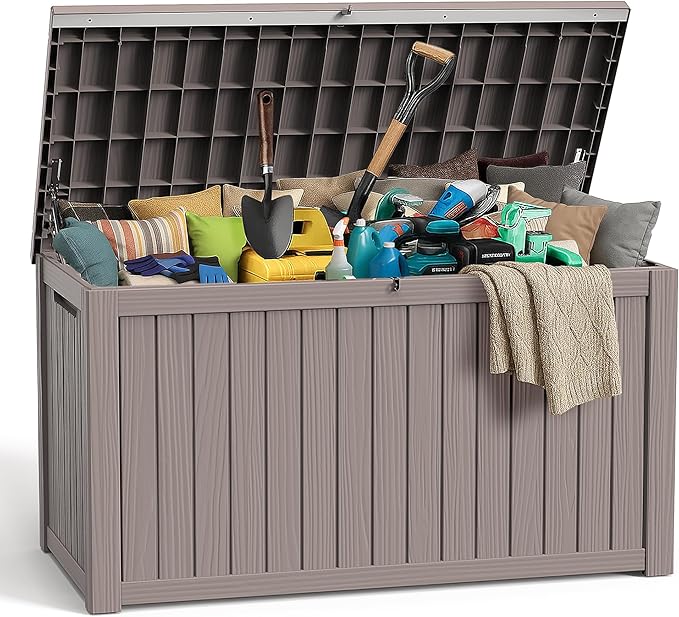 ROJIK Outdoor Storage Housing Deck Box, Waterproof Patio Furniture, Garden Tools by ROJIK