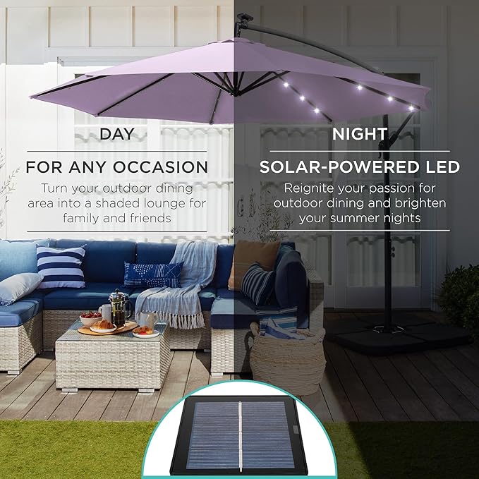 Best Choice Products 10ft Solar LED Offset Cantilever Hanging Market Patio - Image 3