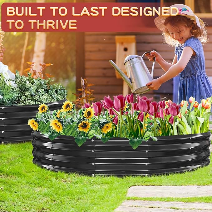 Durable Round Galvanized Steel Raised Garden Bed - Image 6