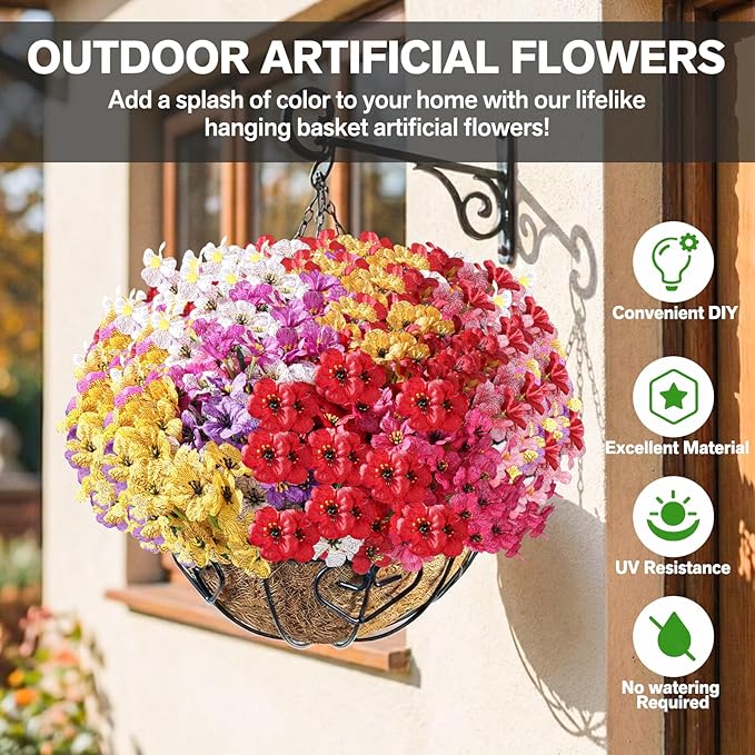22 Pack Artificial Flowers for Outdoor Indoor Fake Plants, Faux Silk Flowers - Image 3