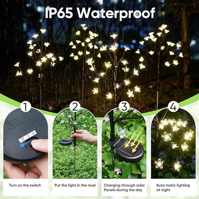 Solar Garden Lights Outdoor, Solar Lights Outdoor Decorative Waterproof - Image 2