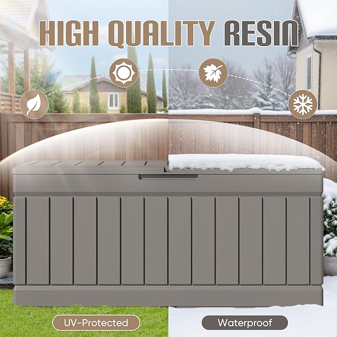 JUMMICO 78 Gallon Outdoor Deck Box Large Resin Storage Box - Image 4