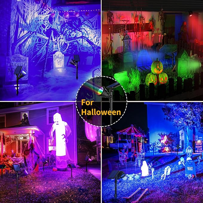 ROSHWEY Solar Spot Lights Outdoor, 7 Colors Halloween Christmas Outdoor Lights - Image 8