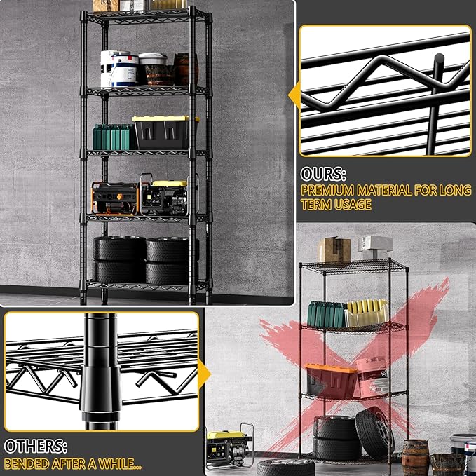 1250 lbs 5 Tier Shelf Metal Storage Shelves Wire Rack Closet Organizers - Image 6