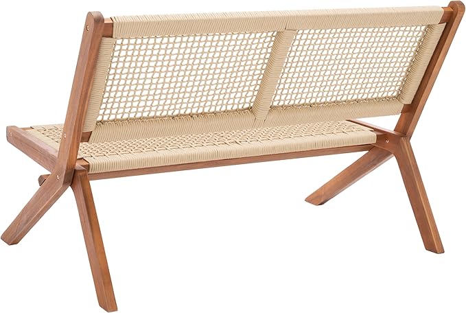 SAFAVIEH Outdoor Collection Kobina Natural Acacia Wood/Natural Rope Foldable - Image 7